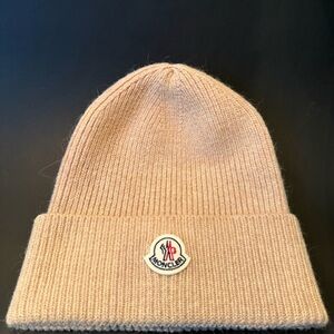 Moncler Tan Ribbed Beanie